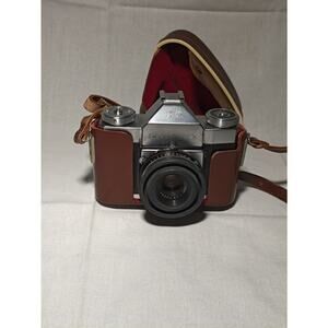 Zeiss Ikon Contaflex Vintage SLR Camera Black Silver with Leather Case